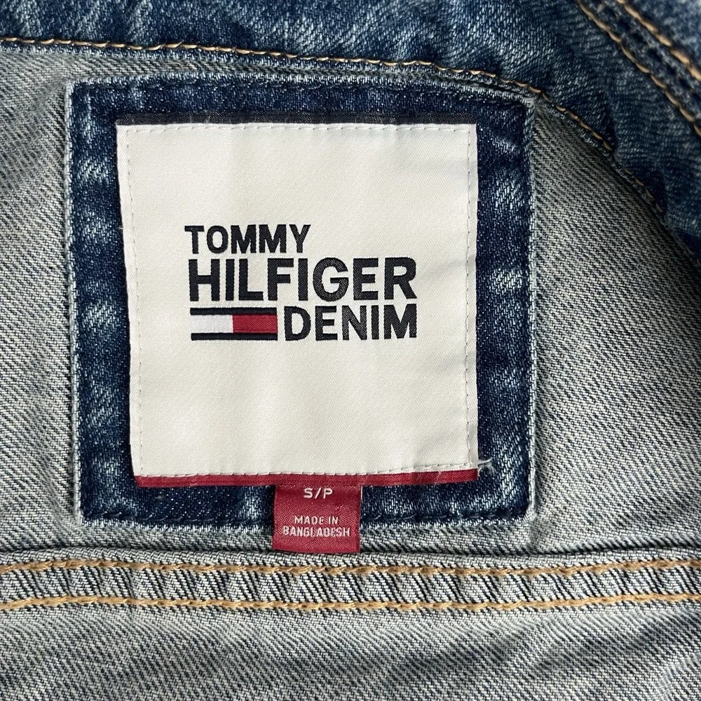 TOMMY HILFIGER Vintage Womens Small 90s Y2K Denim Jean‎ Trucker Jacket Western